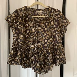 Peplum lightweight collar shirt